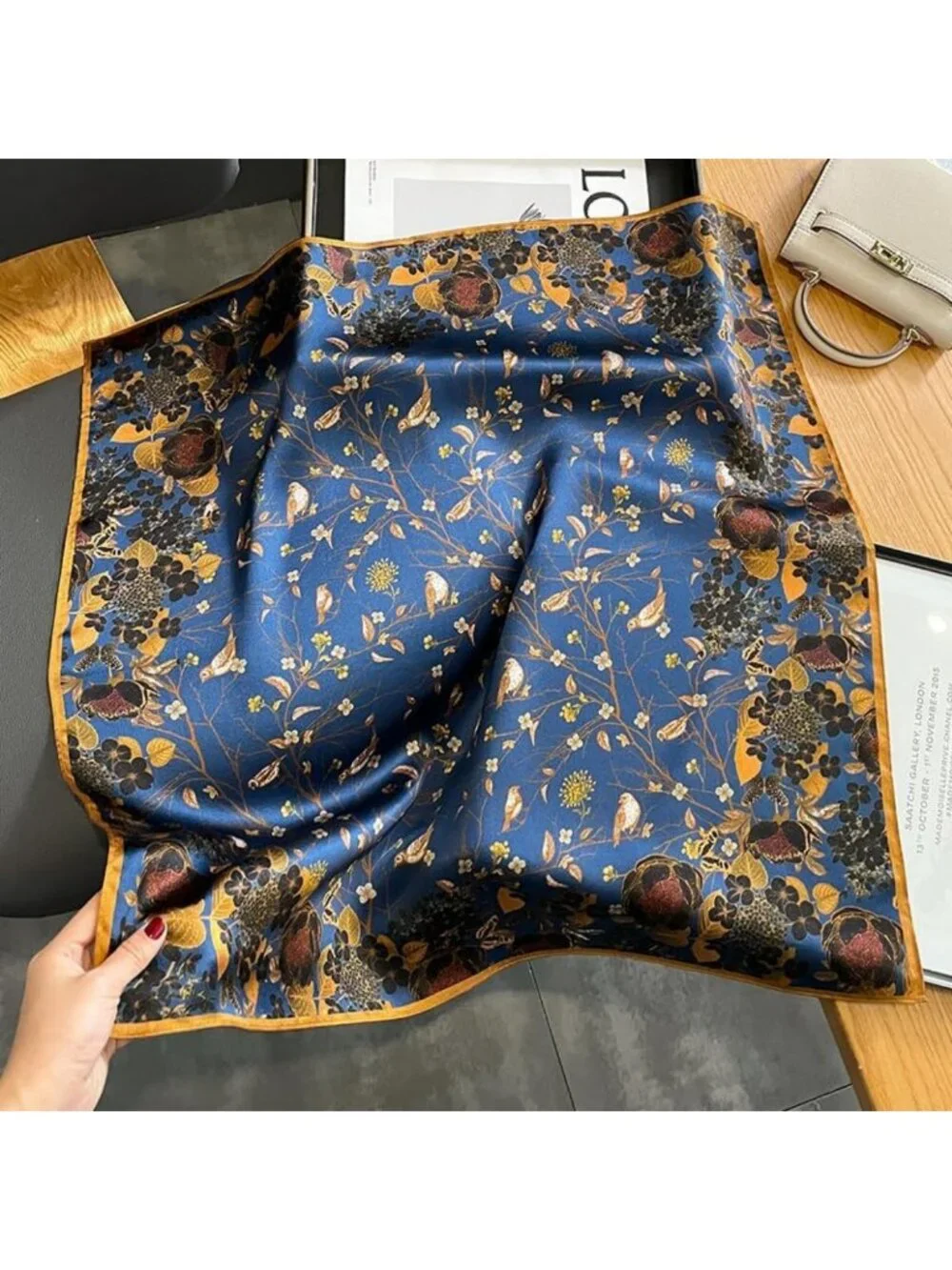 100% Pure Mulberry Silk Square Scarf - Luxurious 26